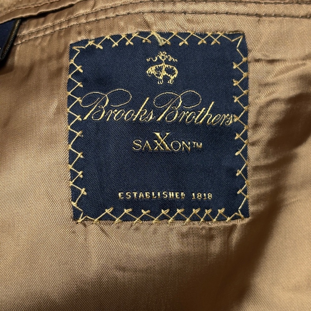 Brooks Brothers Saxon Sport Coat Men 43R Brown Herringbone Striped 2-Button USA - Picture 10 of 15